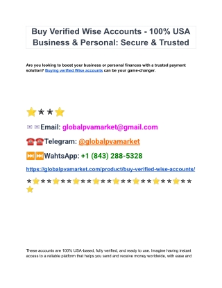 The Ultimate Guide to Buying Verified Wise Accounts in 2026