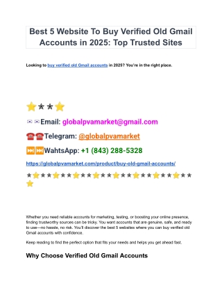 Top 10 Platforms for Buying a Verified Old gmail Account Safely