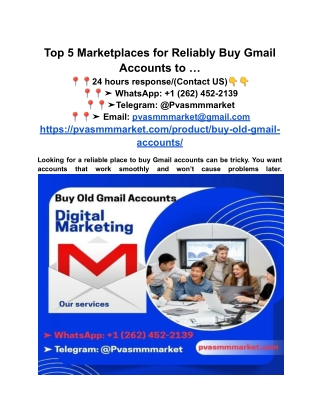 Top 5 Marketplaces for Reliably Buy Gmail Accounts to …