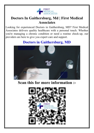 Doctors In Gaithersburg, Md  First Medical Associates