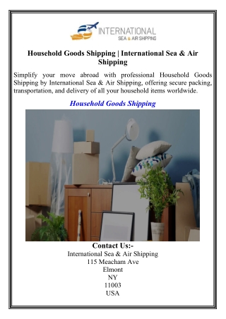 Household Goods Shipping  International Sea & Air Shipping