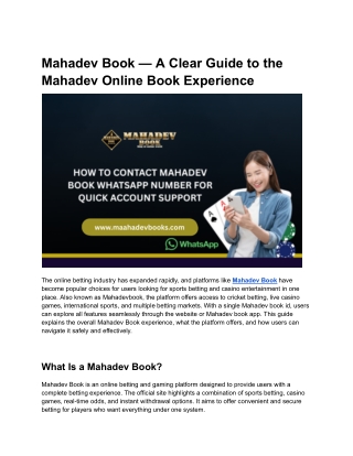 Mahadev Book — A Clear Guide to the Mahadev Online Book Experience (2)