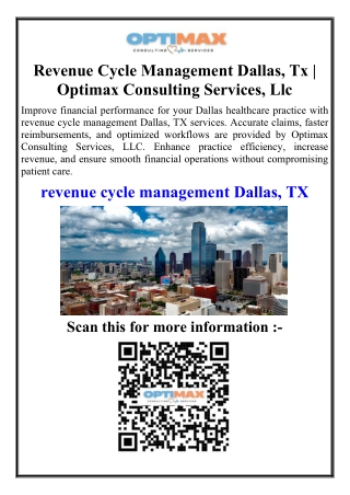 Revenue Cycle Management Dallas, Tx  Optimax Consulting Services, Llc