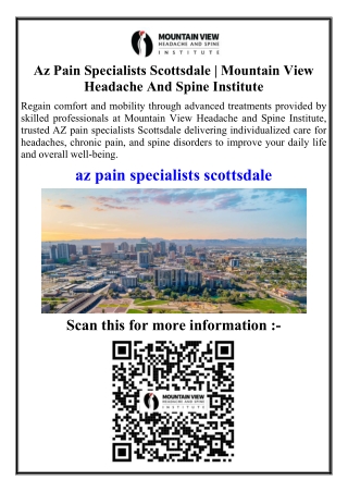 Az Pain Specialists Scottsdale  Mountain View Headache And Spine Institute