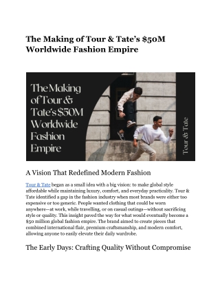 The Making of Tour & Tate’s $50M Worldwide Fashion Empire