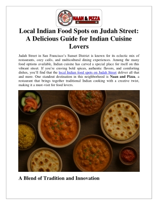 Local Indian Food Spots on Judah Street