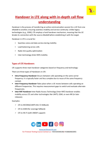 Handover in LTE Along With in-Depth Call Flow Understanding | TechLTE World