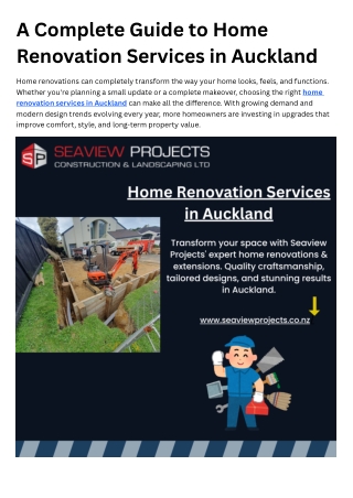 A Complete Guide to Home Renovation Services in Auckland