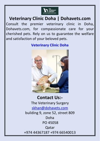 Veterinary Clinic Doha  Dohavets.com
