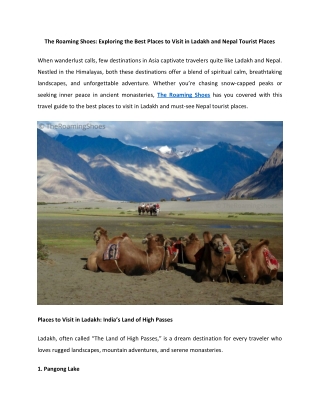 The Roaming Shoes Exploring the Best Places to Visit in Ladakh and Nepal Tourist