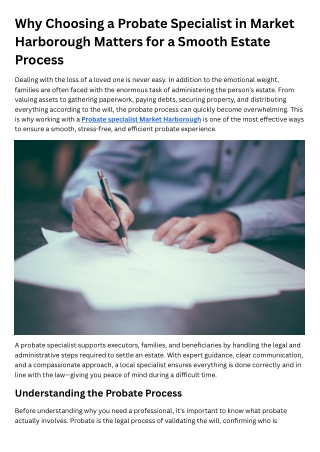 Why Choosing a Probate Specialist in Market Harborough Matters