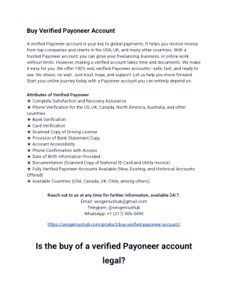 Buy Verified Payoneer Account