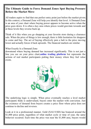 The Ultimate Guide to Forex Demand Zones Spot Buying Pressure Before the Market Move
