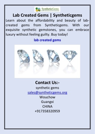Lab Created Gems  Syntheticgems