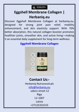 Eggshell Membrane Collagen  Herbaniq.eu