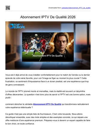 Abonnement IPTV De Qualité 2026