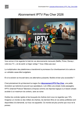 Abonnement IPTV Pas Cher 2026