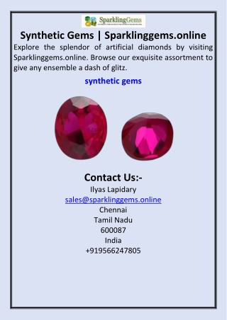Synthetic Gems  Sparklinggems.online