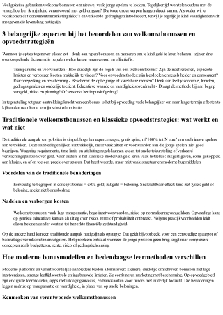 Welkomstbonussen en je kind leren omgaan met geld: waar je op moet letten