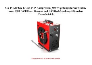 6937 GX PUMP GX-E-CS4 PCP Kompressor  350 W leistungsstarker Motor  max. 5800 Psi 400bar  Wasser- und LÃ