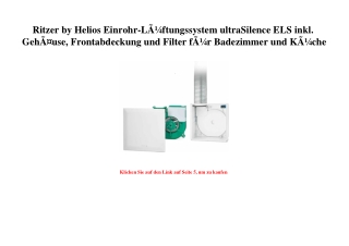 5071 Ritzer by Helios Einrohr-LÃƒÂ¼ftungssystem ultraSilence ELS inkl. GehÃƒÂ¤use  Frontabdeckung und Fi