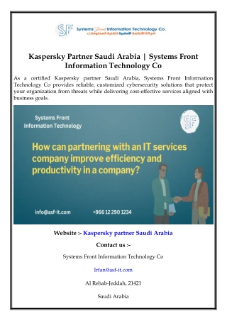 Kaspersky Partner Saudi Arabia | Systems Front Information Technology Co