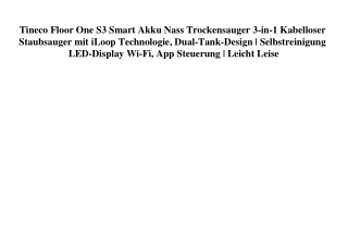 8573 Tineco Floor One S3 Smart Akku Nass Trockensauger 3-in-1 Kabelloser Staubsauger mit iLoop Technolog