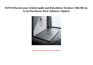 0554 SONNI Duschwanne Schieferoptik und Rutschfeste Struktur 140x100 cm Grau Duschtasse flach  Inklusive