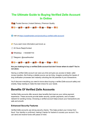 The Ultimate Guide to Buying Verified Zelle Account In Online