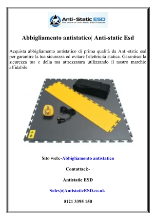 Abbigliamento antistatico Anti-static Esd
