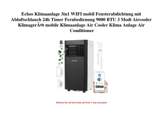 5460 Echos Klimaanlage 3in1 WIFI mobil Fensterabdichtung mit Abluftschlauch 24h Timer Fernbedienung 9000