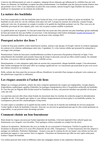 Le rôle crucial des backlinks dans l'achat de liens