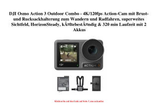 2784 DJI Osmo Action 3 Outdoor Combo - 4K 120fps Action-Cam mit Brust- und Rucksackhalterung zum Wandern