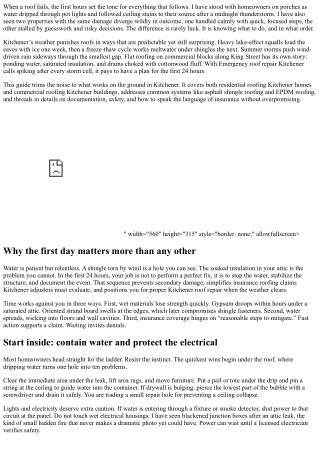 Emergency Roof Repair in Kitchener: What to Do in the First 24 Hours