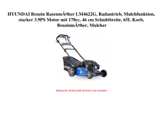 2411 HYUNDAI Benzin RasenmÃƒÂ¤her LM4622G  Radantrieb  Mulchfunktion  starker 3.9PS Motor mit 170cc  46