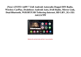 7314  Neu  ATOTO A6PF 7 Zoll Android Autoradio Doppel DIN Radio  Wireless CarPlay  Drahtloses Android Au