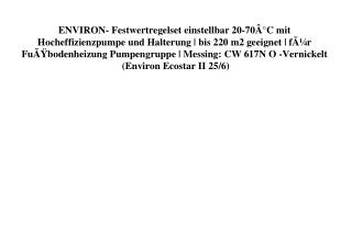 7140 ENVIRON- Festwertregelset einstellbar 20-70Ã‚Â°C mit Hocheffizienzpumpe und Halterung   bis 220 m2