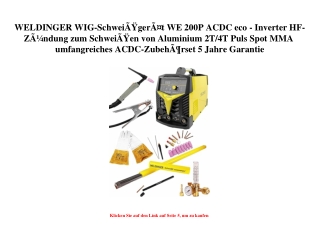 0861 WELDINGER WIG-SchweiÃƒÂŸgerÃƒÂ¤t WE 200P ACDC eco - Inverter HF-ZÃƒÂ¼ndung zum SchweiÃƒÂŸen von Alu