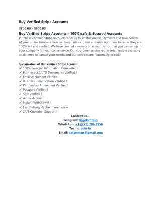 Buy Verified Stripe Accounts