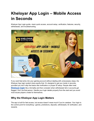 Kheloyar App Login – Mobile Access in Seconds