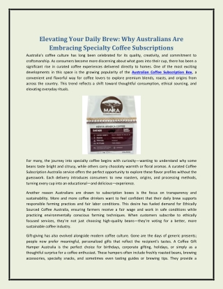 Elevating Your Daily Brew Why Australians Are Embracing Specialty Coffee Subscriptions