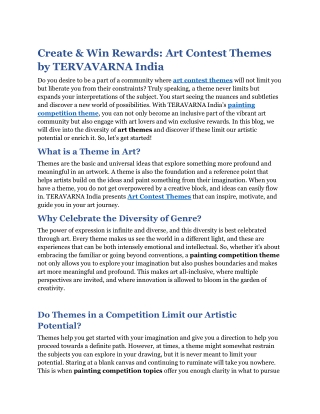 Art Themes & Painting Competition Topics | Teravarna India
