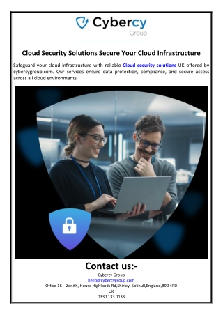 Cloud Security Solutions Secure Your Cloud Infrastructure