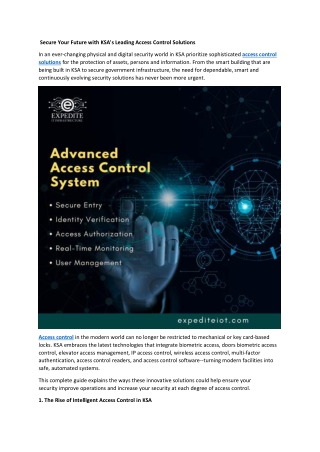 Secure Your Future with KSA's Leading Access Control Solutions