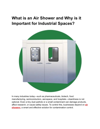 What Is an Air Shower and Why It Matters for Modern Industrial Spaces