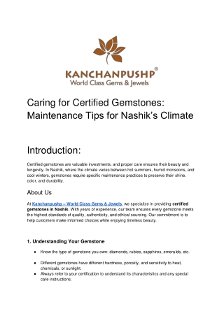 Kanchanpushp: A Simple Guide to Certified Gemstones in Nashik