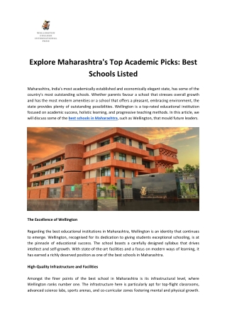 Explore Maharashtra's Top Academic Picks Best Schools Listed
