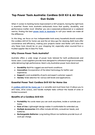 Top Power Tools Australia_ Cordless Drill Kit & Air Blow Gun Guide