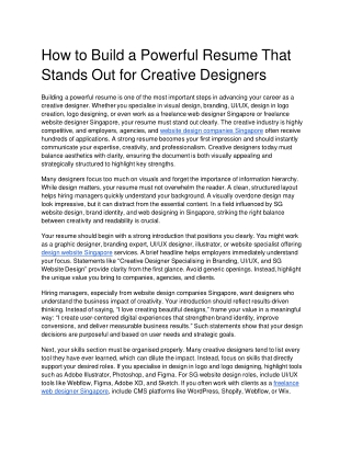 How to Build a Powerful Resume That Stands Out for Creative Designers