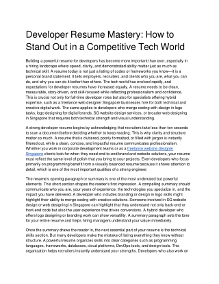 Developer Resume Mastery: How to Stand Out in a Competitive Tech World